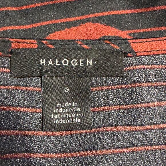 Halogen Burgundy Rosette Stripe Lace Trim Sleeveless Blouse Women's Size Small - Picture 6 of 8